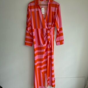 Striped Pink and Orange Maxi Dress